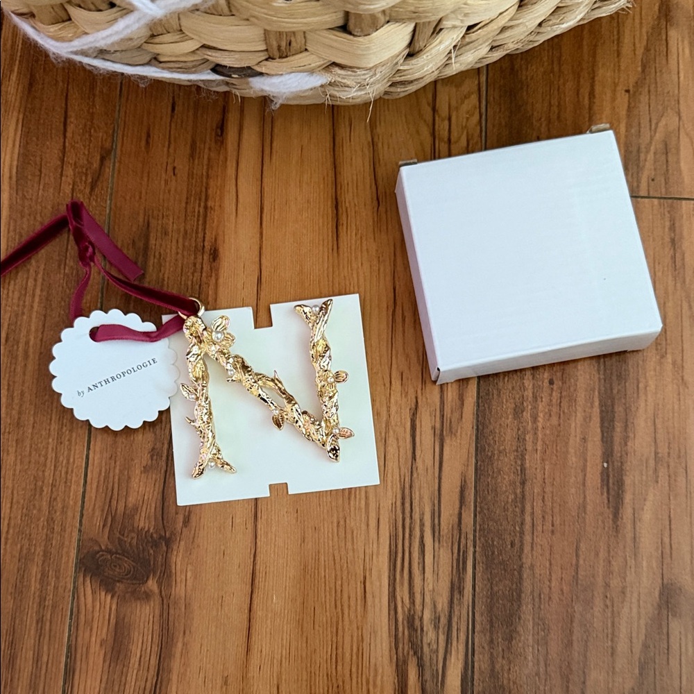 Anthropologie Gold Letter N Ornament